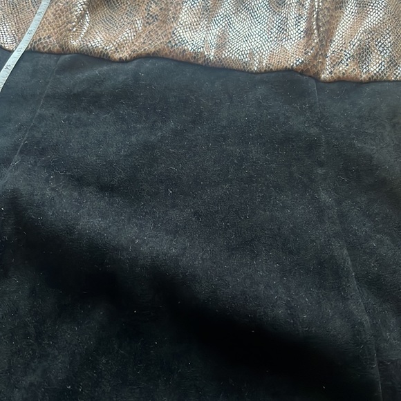 🌺2 for 50$🌺 Vintage 1980s Black Midi Dress with Faux Brown Snakeskin - Picture 12 of 13